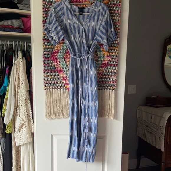Blue Striped Women's Dress - Picture 1 of 5